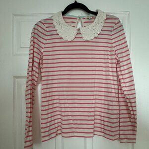 BODEN PETER PAN COLLAR LONG SLEEVED SHIRT, SIZE 6